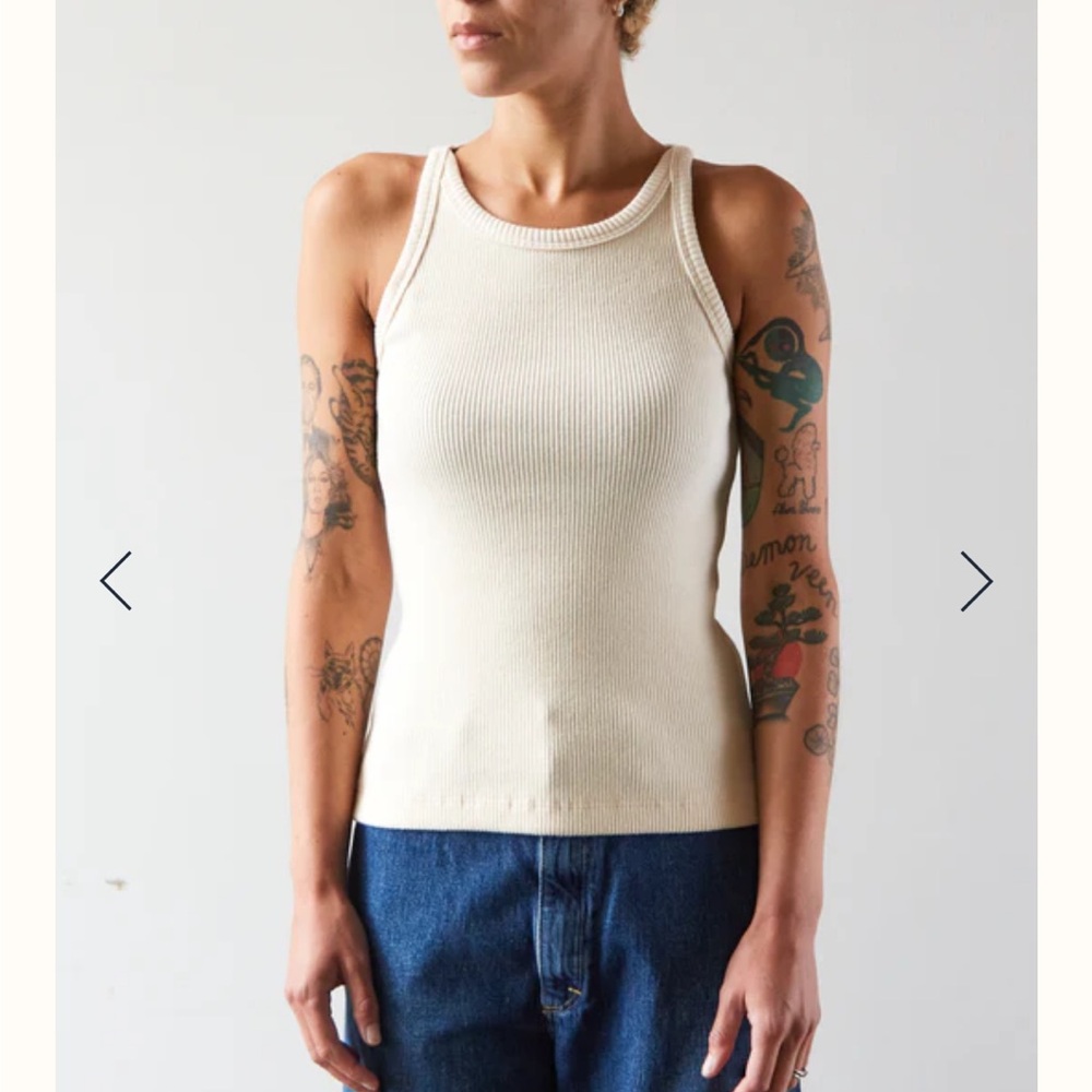 Diamond Leah Rib racerback Tank top, size Small, off-white in color